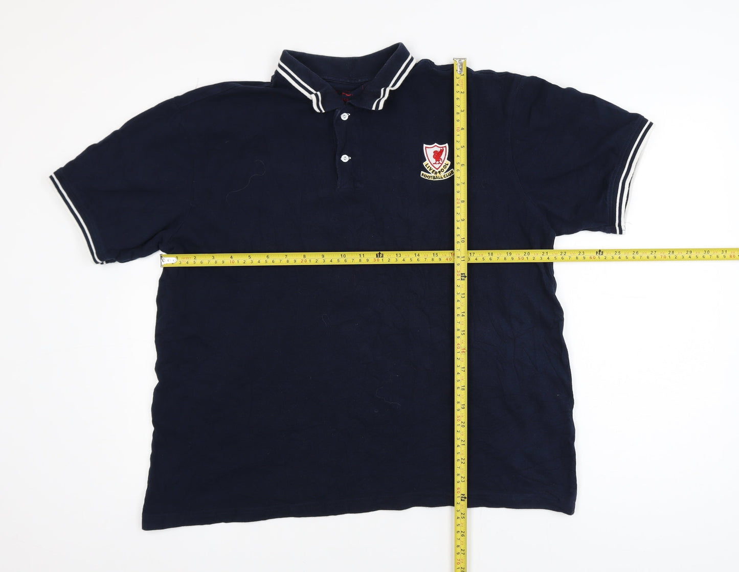 L.F.C. Men's Blue Cotton Short Sleeve Polo Shirt Large