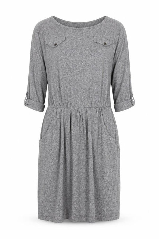 Mango Women Grey Cotton Blend Knee Length Shirt Dress S