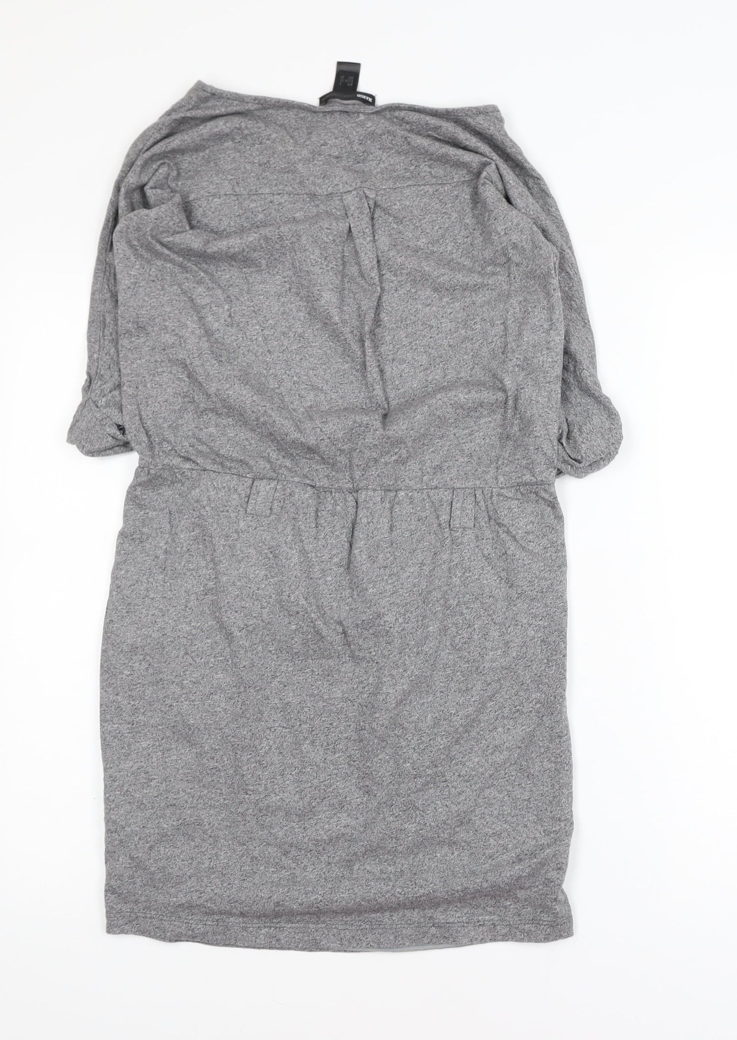 Mango Women Grey Cotton Blend Knee Length Shirt Dress S