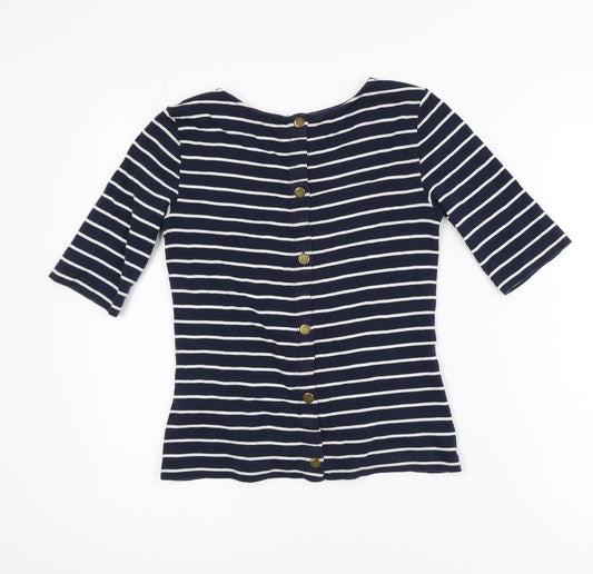 Hobbs Womens Blue Striped Boat Neck 3/4 Sleeve T-Shirt XS
