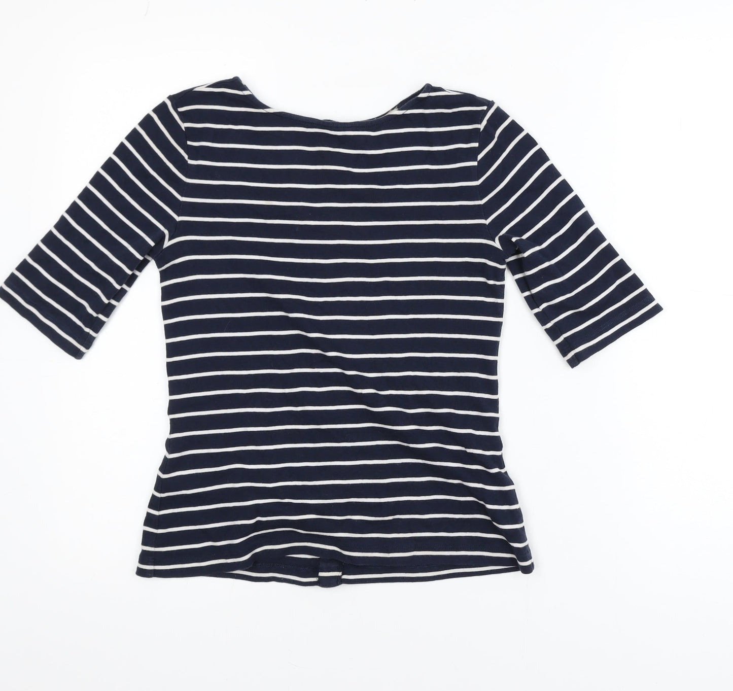 Hobbs Womens Blue Striped Boat Neck 3/4 Sleeve T-Shirt XS