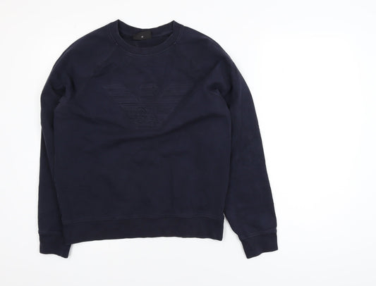 Emporio Armani Men's Blue Crew Neck Pullover Sweatshirt M