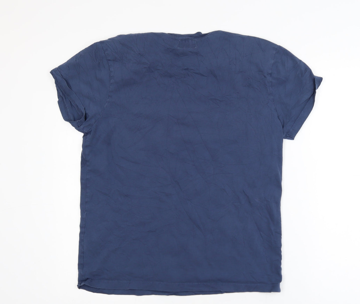 Bask In The Sun Men's Blue Graphic Beard T-Shirt Size M Organic Cotton
