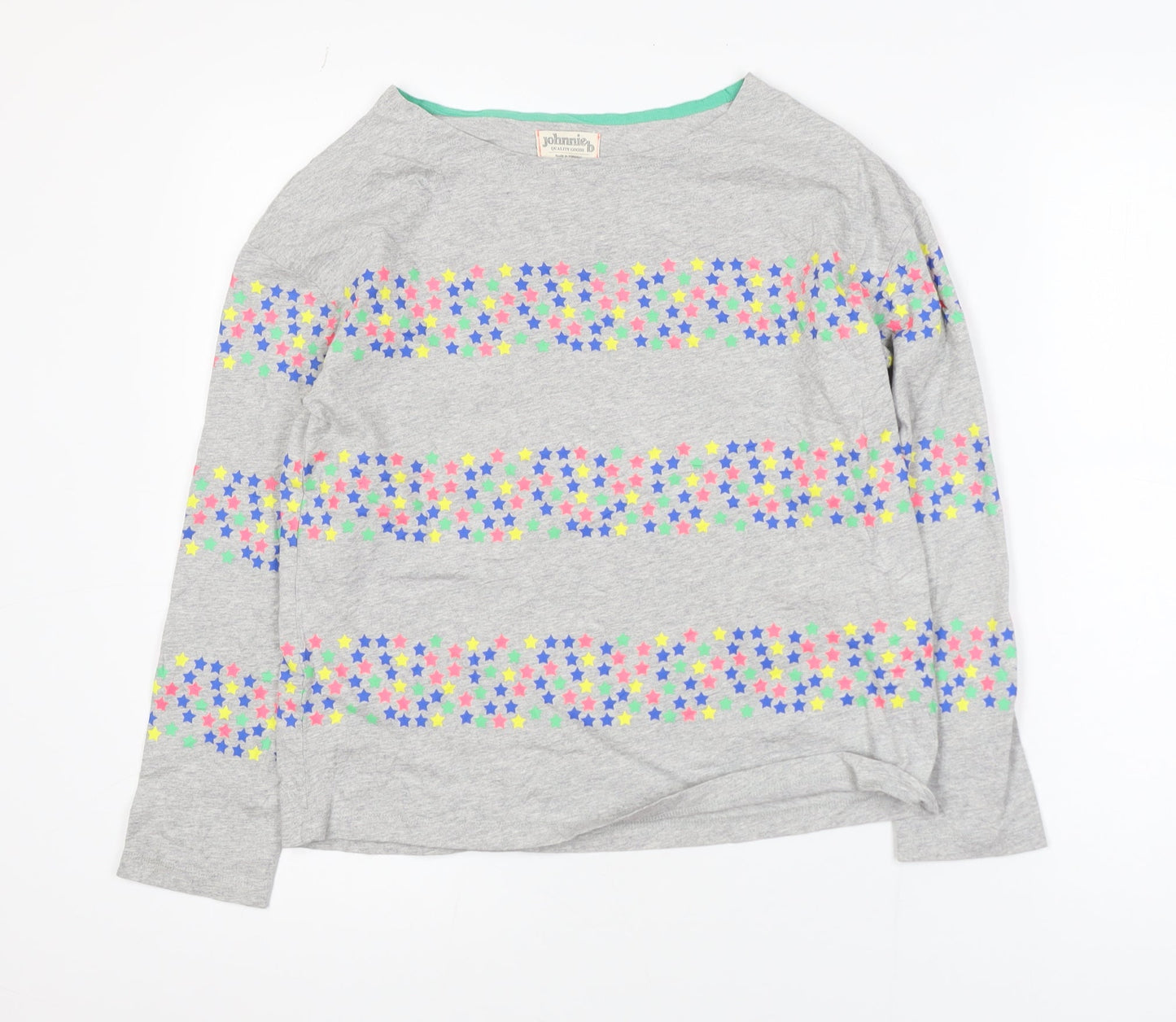 Johnnie B Girls Grey Multicoloured Star Print Long Sleeve Cotton T-Shirt 13-14 Years