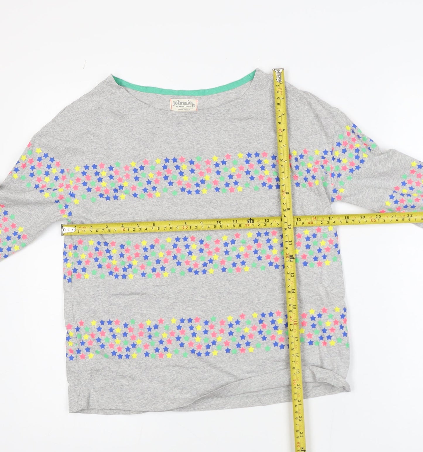 Johnnie B Girls Grey Multicoloured Star Print Long Sleeve Cotton T-Shirt 13-14 Years