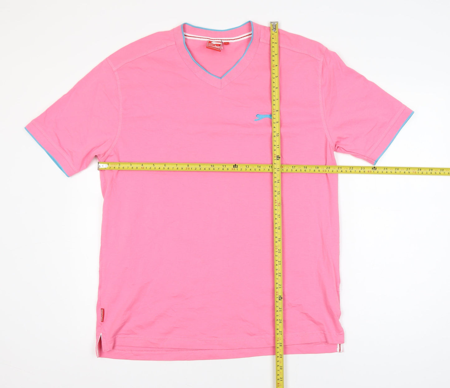 Slazenger Men's Pink V-Neck Cotton T-Shirt Size L