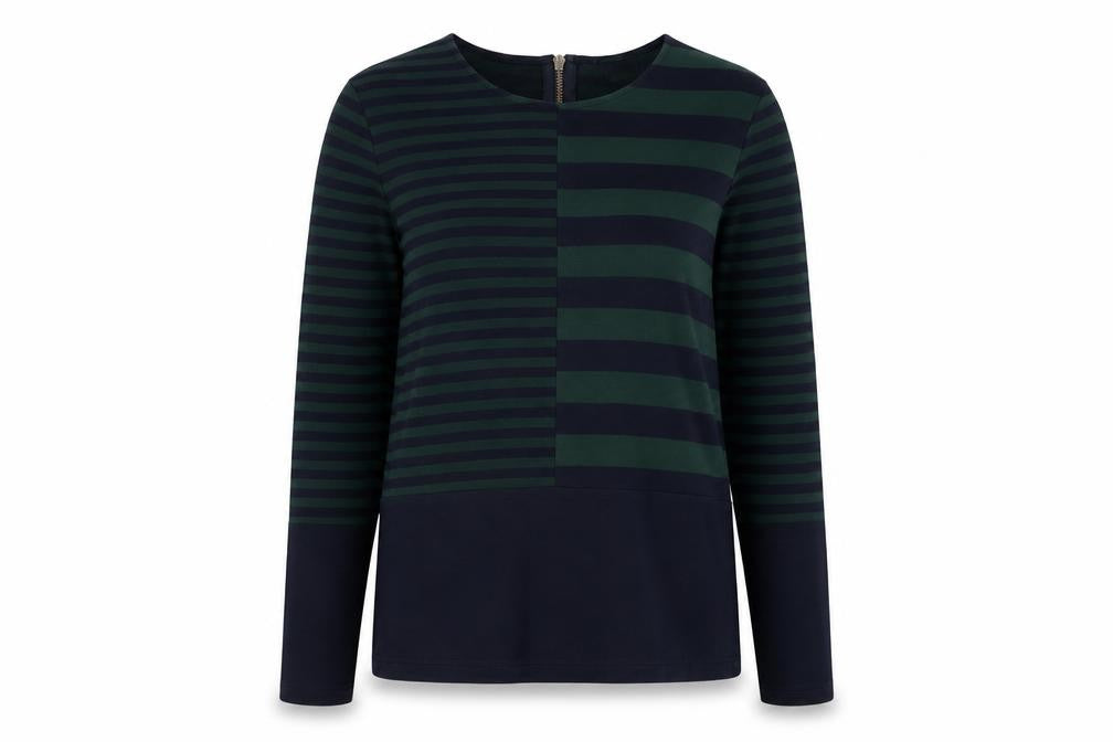 Hobbs Women’s Blue Striped Crew Neck Cotton Long Sleeve Jumper Size M
