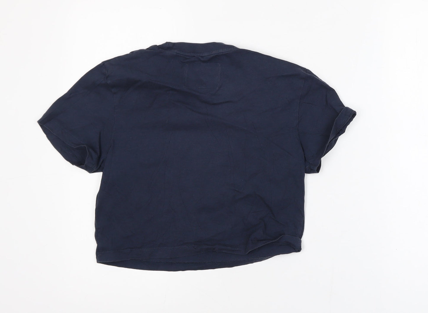Jack Wills Womens Blue Cropped Cotton T-Shirt UK 10