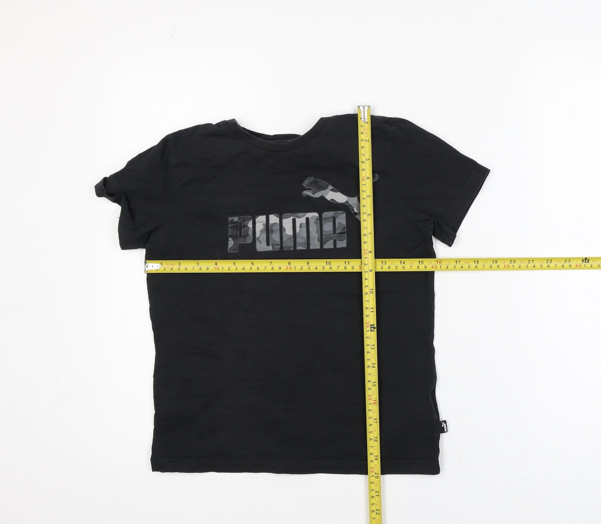 Puma Boys Black 11-12 Years Short Sleeve Crew Neck Logo T-Shirt