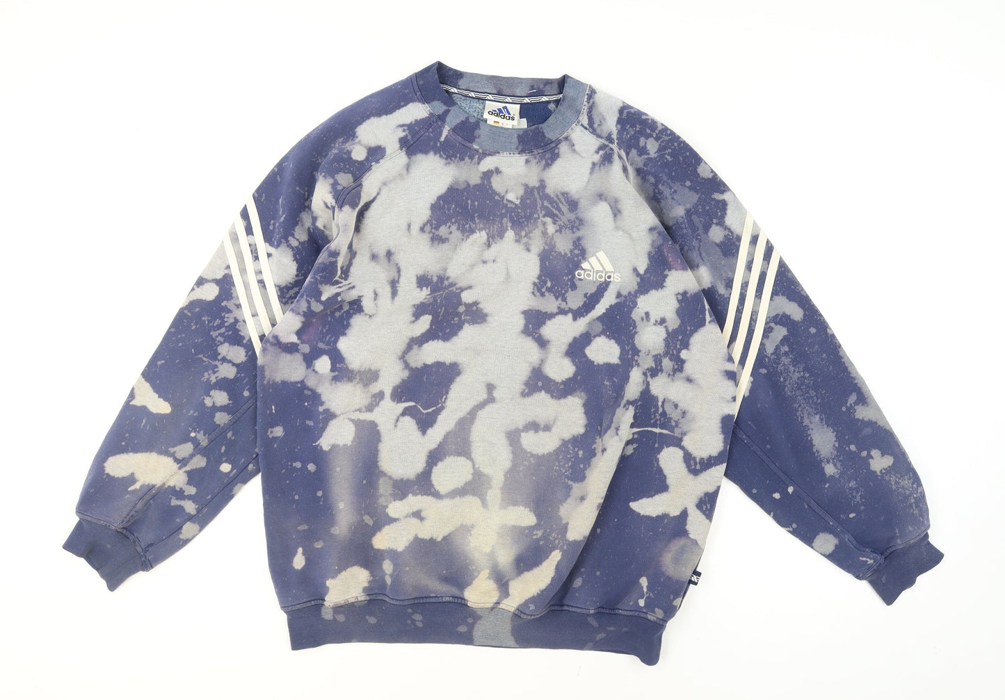 Adidas Men's Blue Bleached Graphic Pullover Sweatshirt M