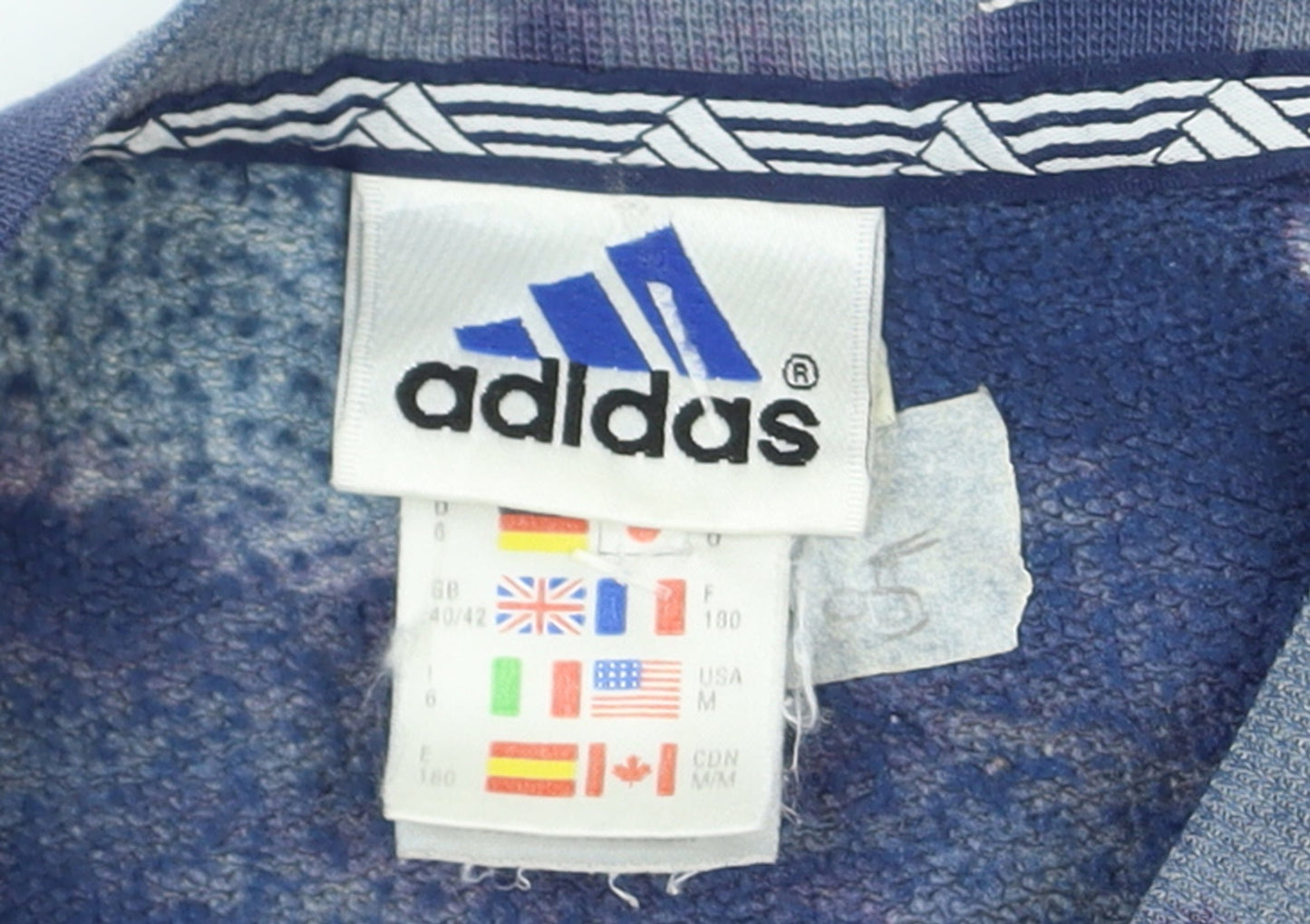 Adidas Men's Blue Bleached Graphic Pullover Sweatshirt M