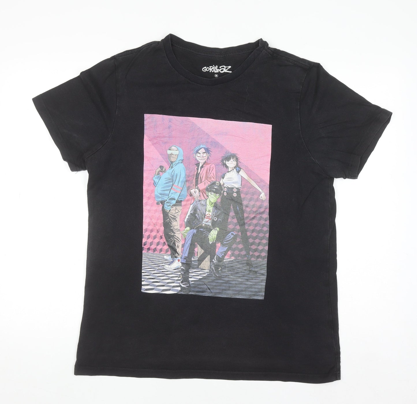 Gorillaz Mens Black Graphic Short Sleeve Cotton T-Shirt M Music Band