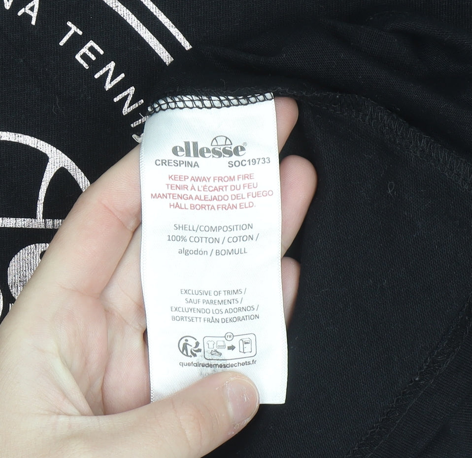 Ellesse Men's Black Short Sleeve Cotton Logo T-Shirt Size S