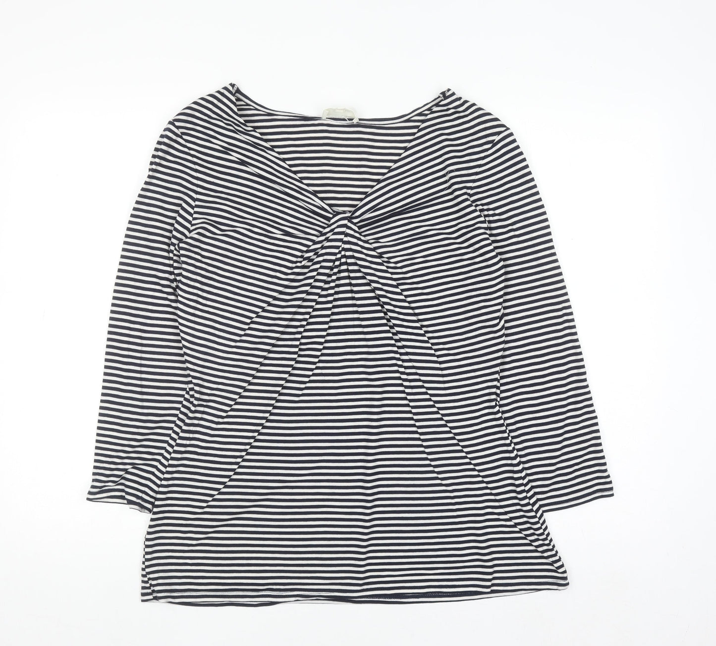 Linea Women’s Black Striped 3/4 Sleeve V-Neck Jersey Top XL