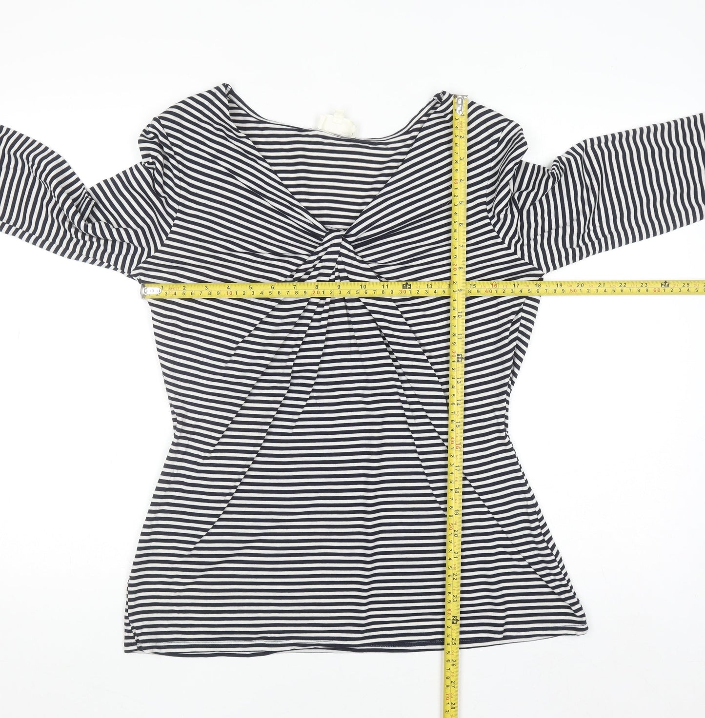 Linea Women’s Black Striped 3/4 Sleeve V-Neck Jersey Top XL