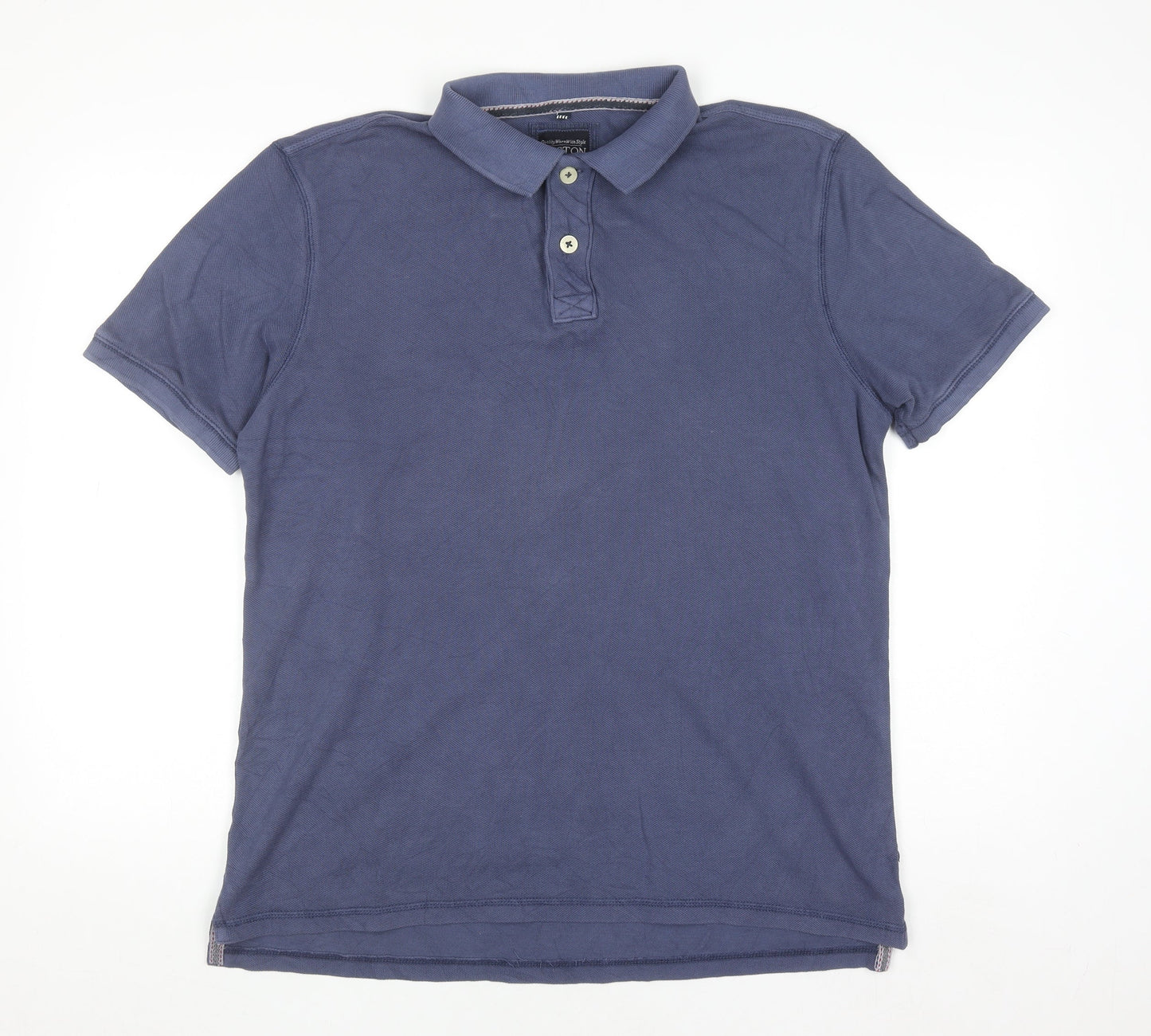 Boston Crew Men's Blue Cotton Polo Shirt Medium Short Sleeve