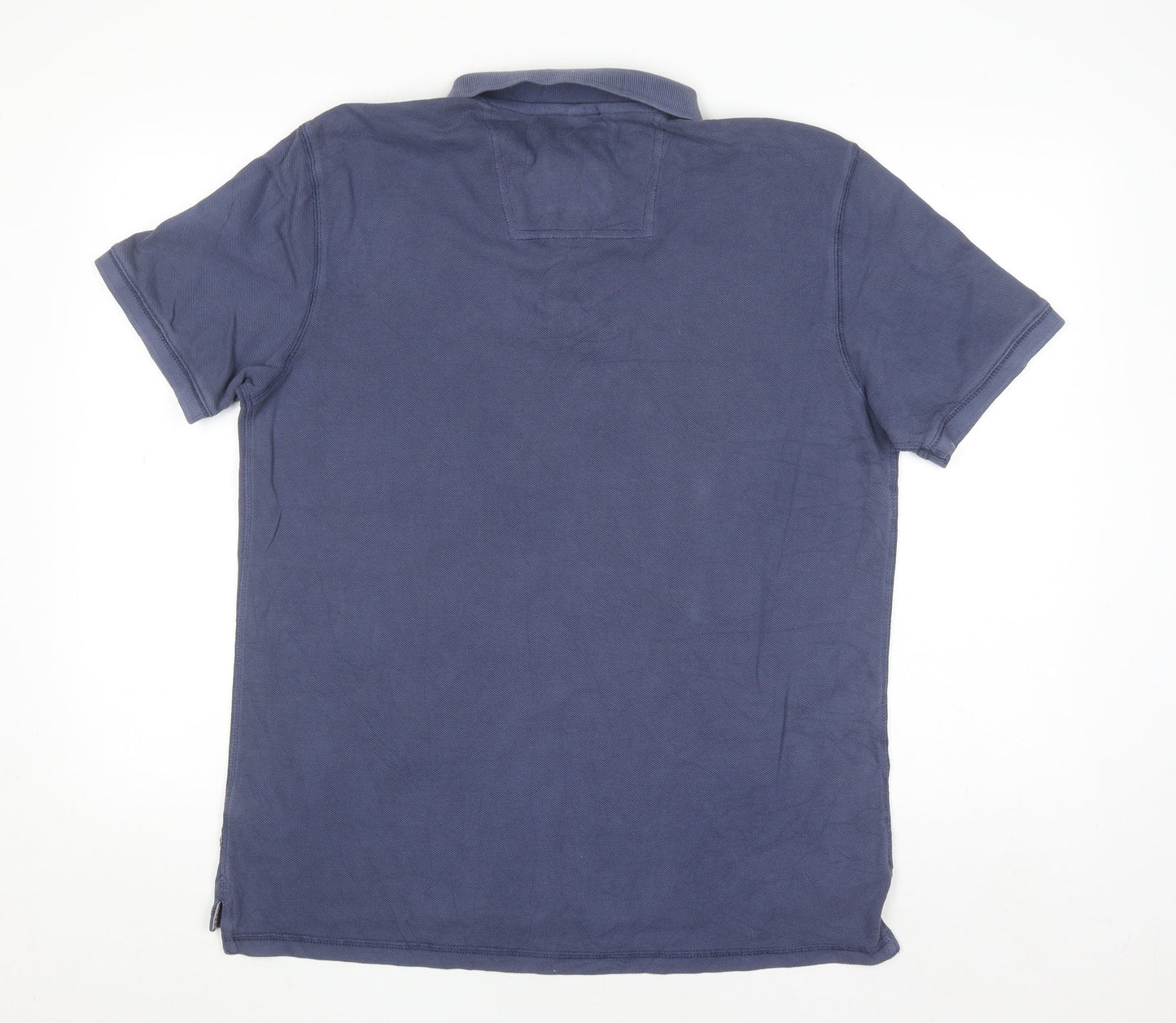 Boston Crew Men's Blue Cotton Polo Shirt Medium Short Sleeve