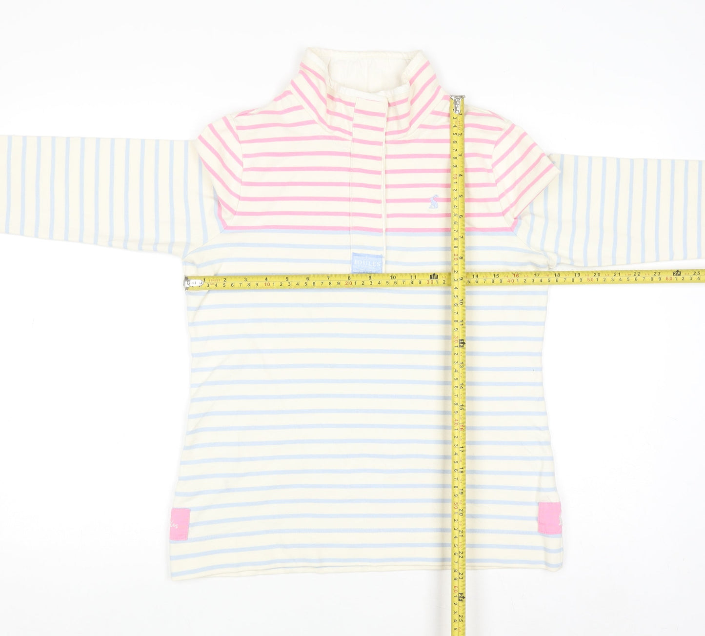 Joules Women Cream Pink Blue Striped Pullover Sweatshirt UK 12
