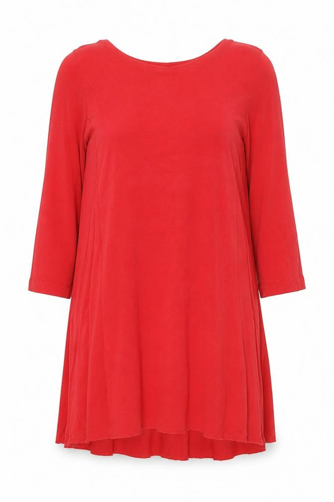 COS Women's Red Shift Dress S 3/4 Sleeve Boat Neck Casual Lightweight