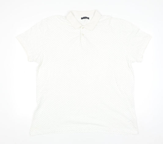 LC Waikiki Men's White 2XL Polka Dot Cotton Polo Shirt