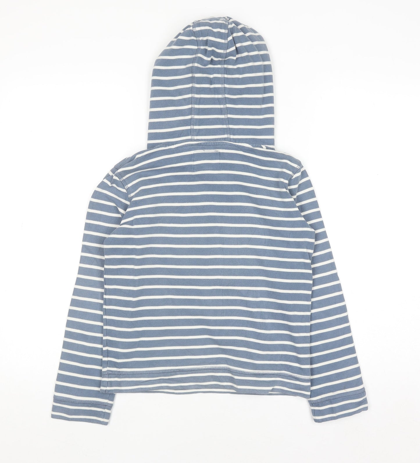 John Lewis Boys Blue Striped Cotton Pullover Hoodie Size 10 Years