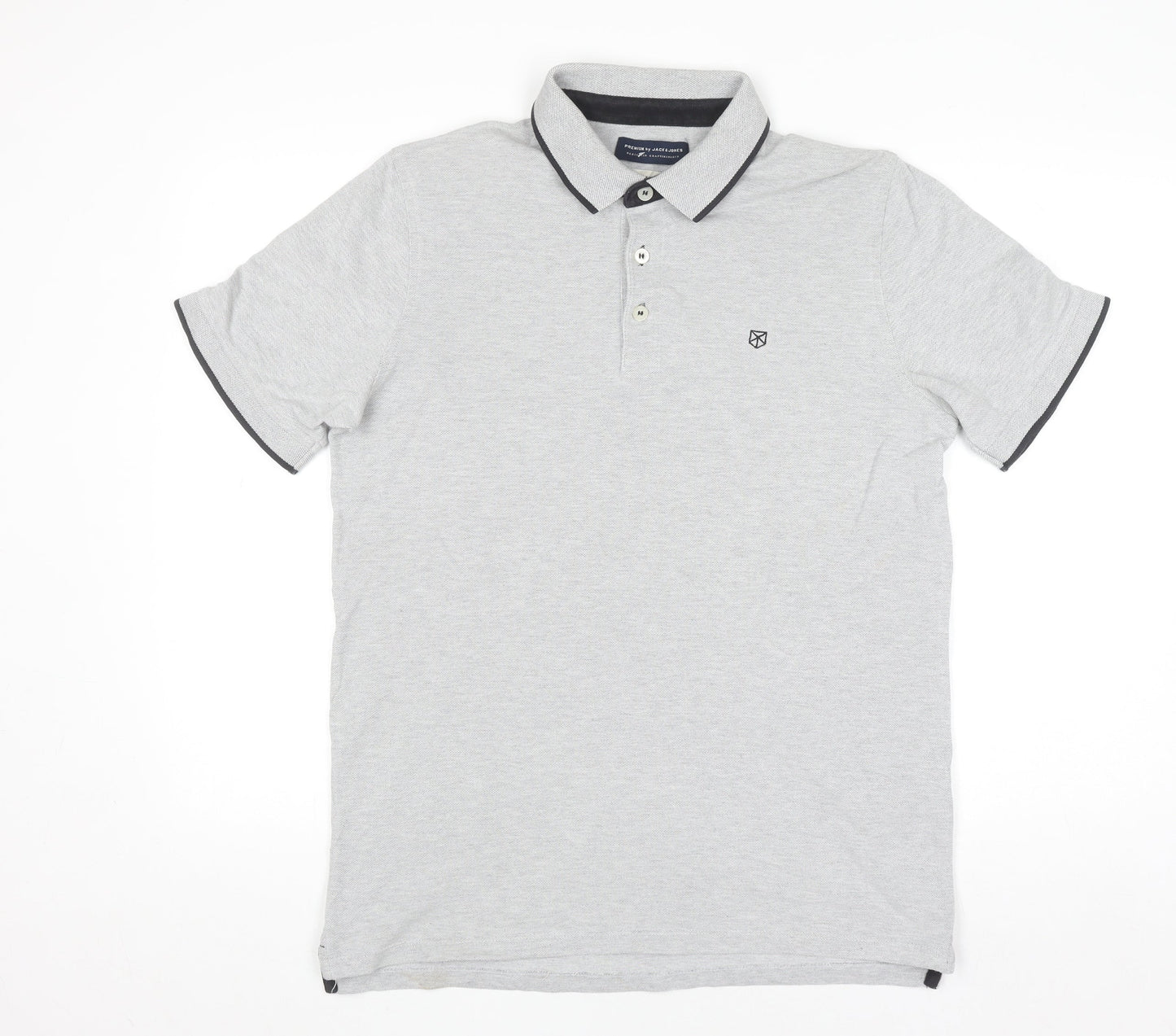 Jack & Jones Premium Men's Grey Cotton Polo Shirt Size L