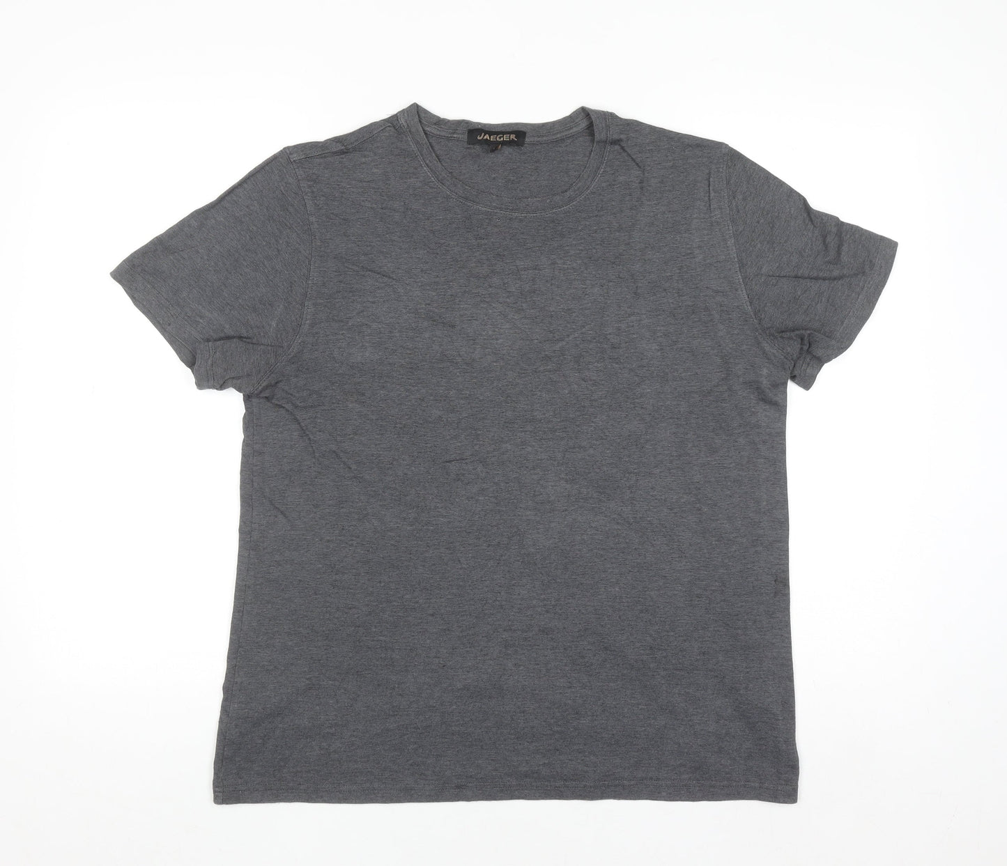 Jaeger Men's Grey Cotton Crew Neck Short Sleeve T-Shirt Size L