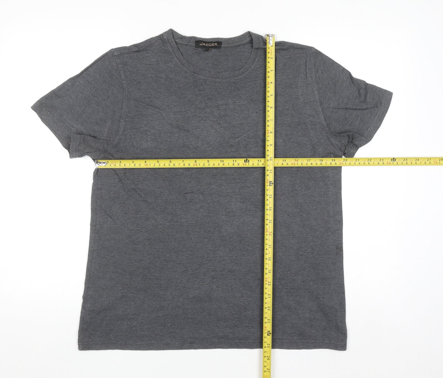 Jaeger Men's Grey Cotton Crew Neck Short Sleeve T-Shirt Size L