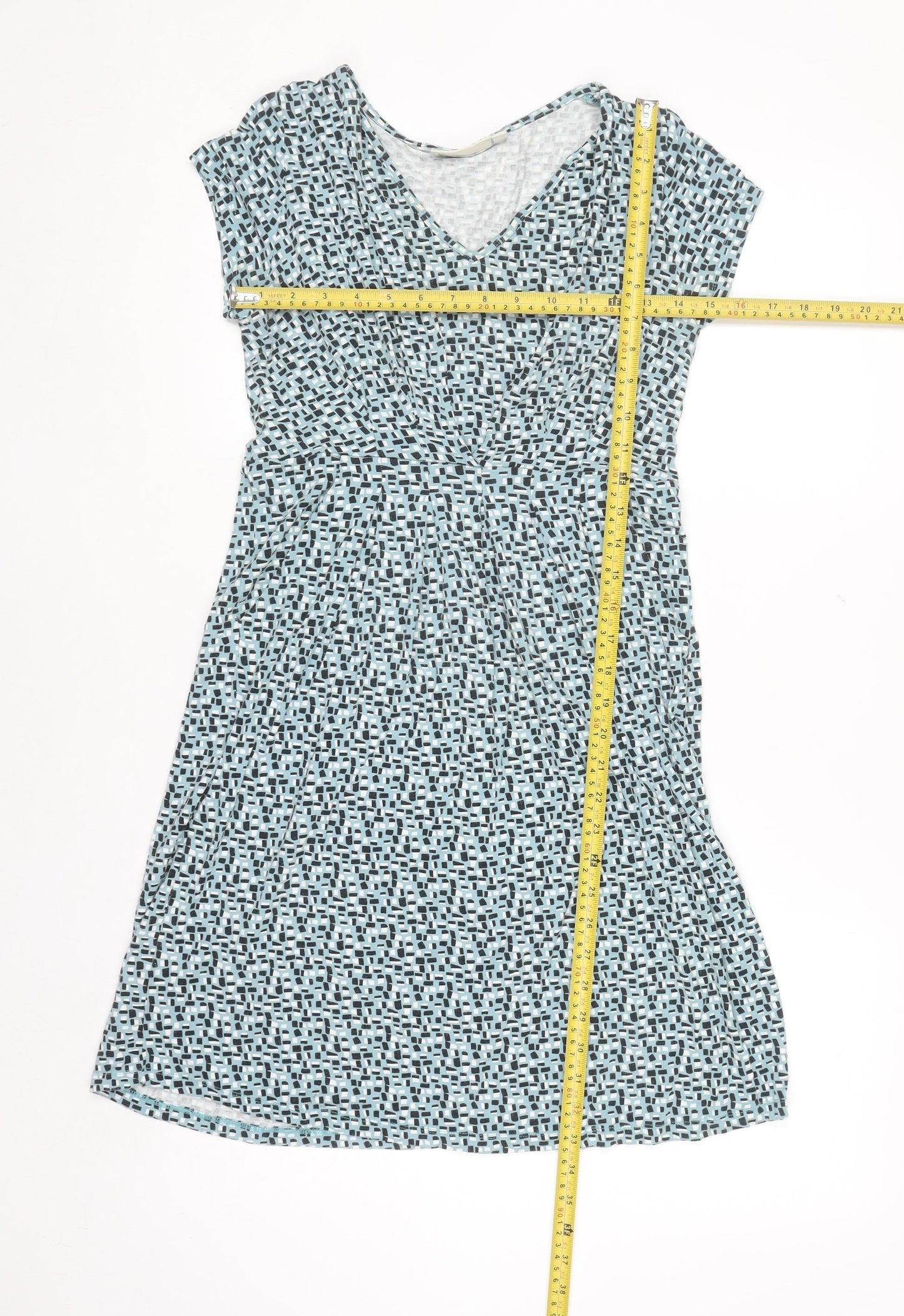 JoJo Maman Bébé Women Blue Geometric Wrap Dress Size S