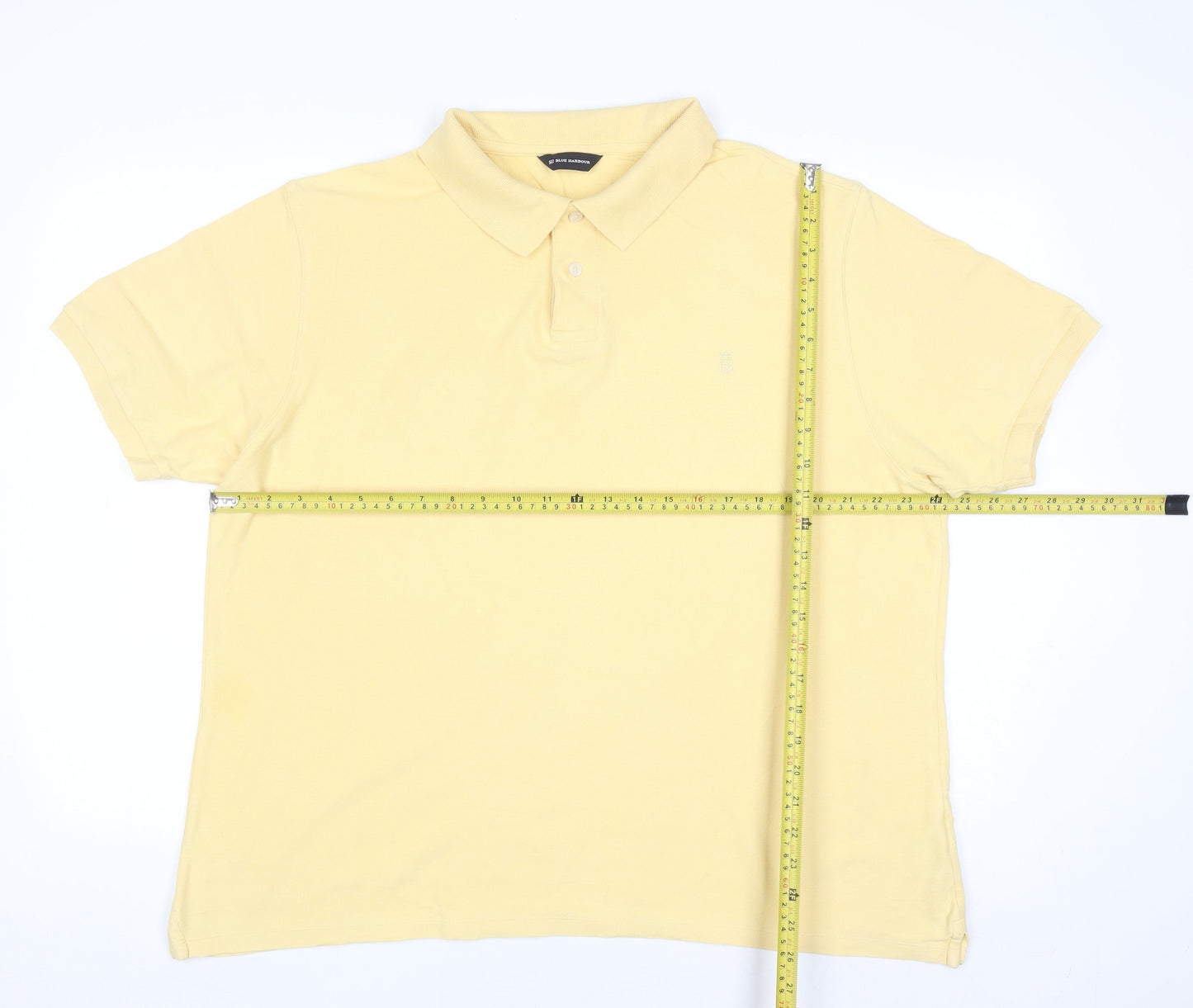 Marks and Spencer Blue Harbour Men's Yellow Cotton Polo Shirt XL