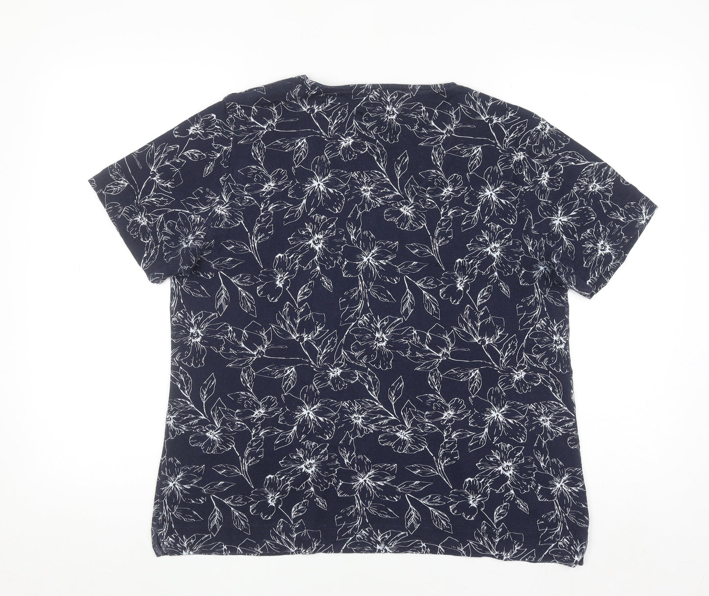 Tigi-Wear Women's Blue Floral Cotton T-Shirt Size 14