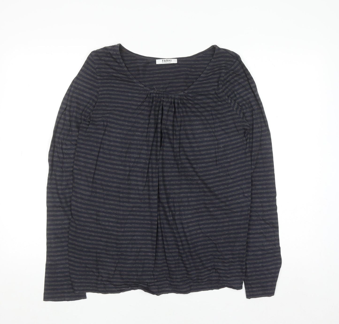 Farhi by Nicole Farhi Women’s Blue Striped Cotton Long Sleeve T-Shirt M