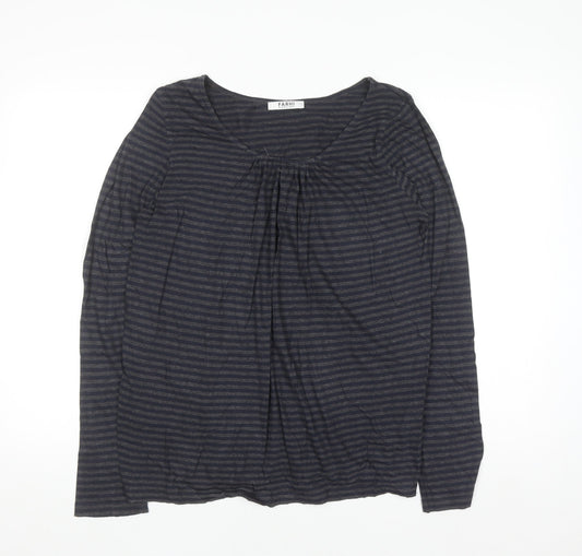 Farhi by Nicole Farhi Women’s Blue Striped Cotton Long Sleeve T-Shirt M