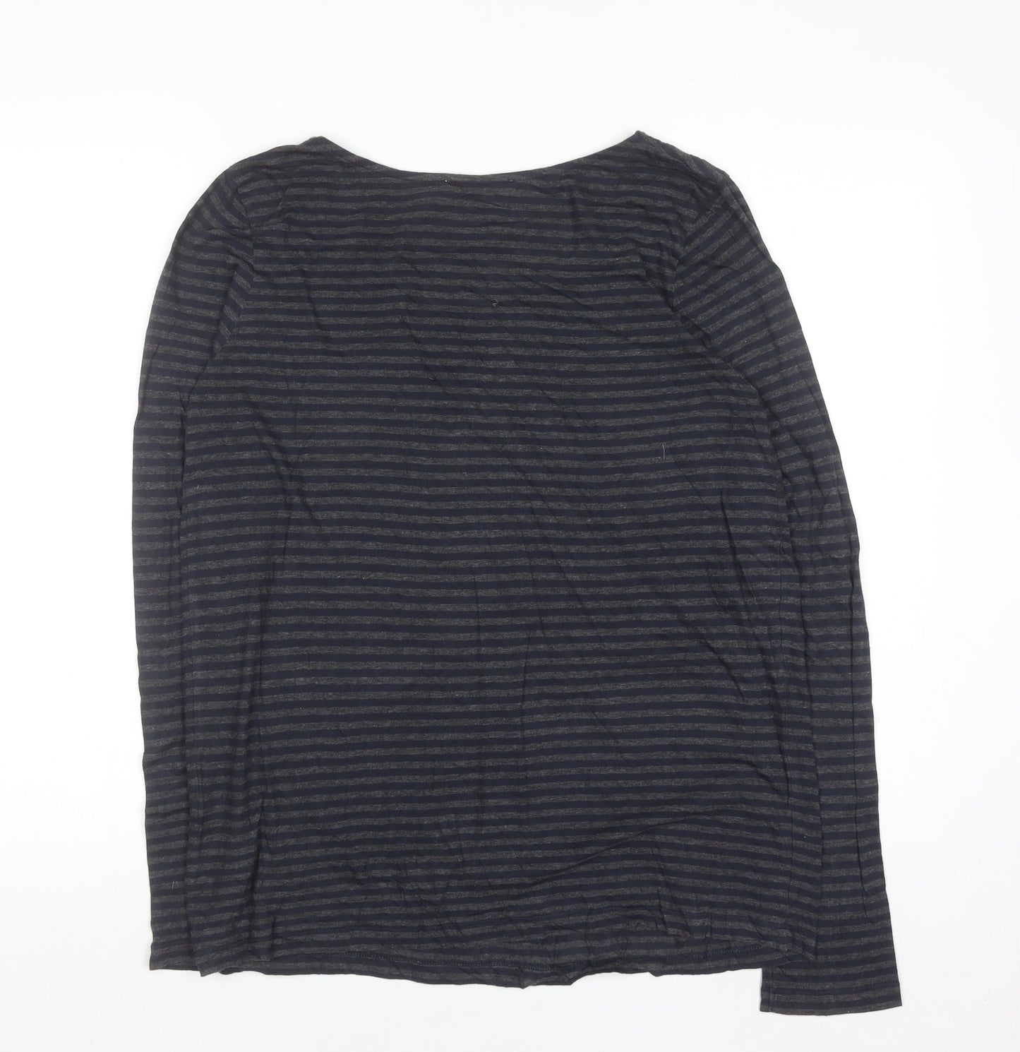 Farhi by Nicole Farhi Women’s Blue Striped Cotton Long Sleeve T-Shirt M