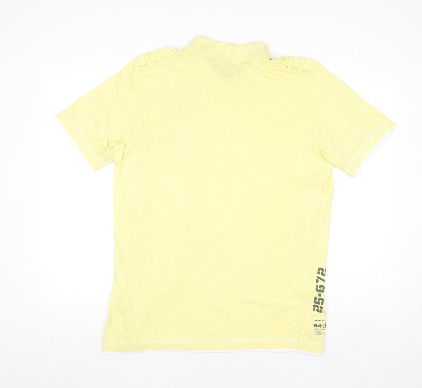 Urban Spirit Men's Yellow Graphic Cotton Polo Shirt Medium