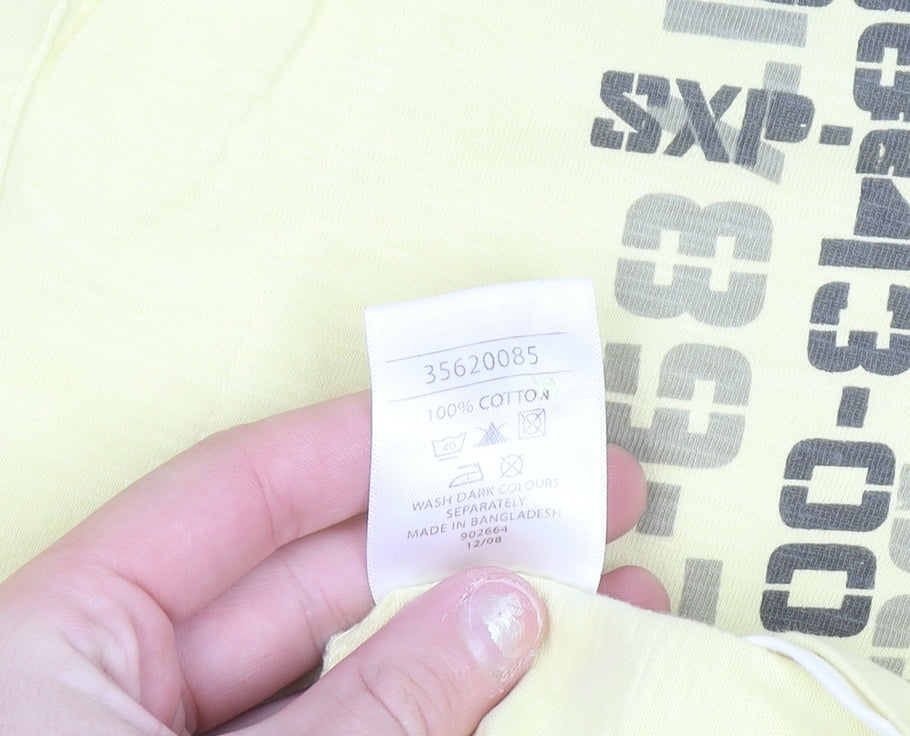 Urban Spirit Men's Yellow Graphic Cotton Polo Shirt Medium