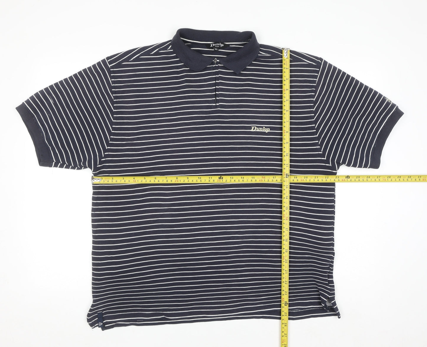 Dunlop Golf Men's Blue Striped Polo Shirt XL Regular Fit