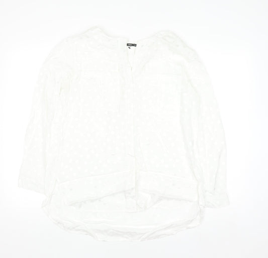 ONLY Women's White Polka Dot Long Sleeve Chiffon Blouse Size 10