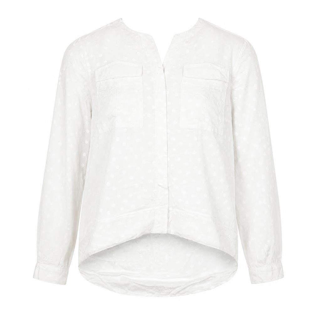 Only Women's White Polka Dot Long Sleeve Chiffon Blouse Size 10