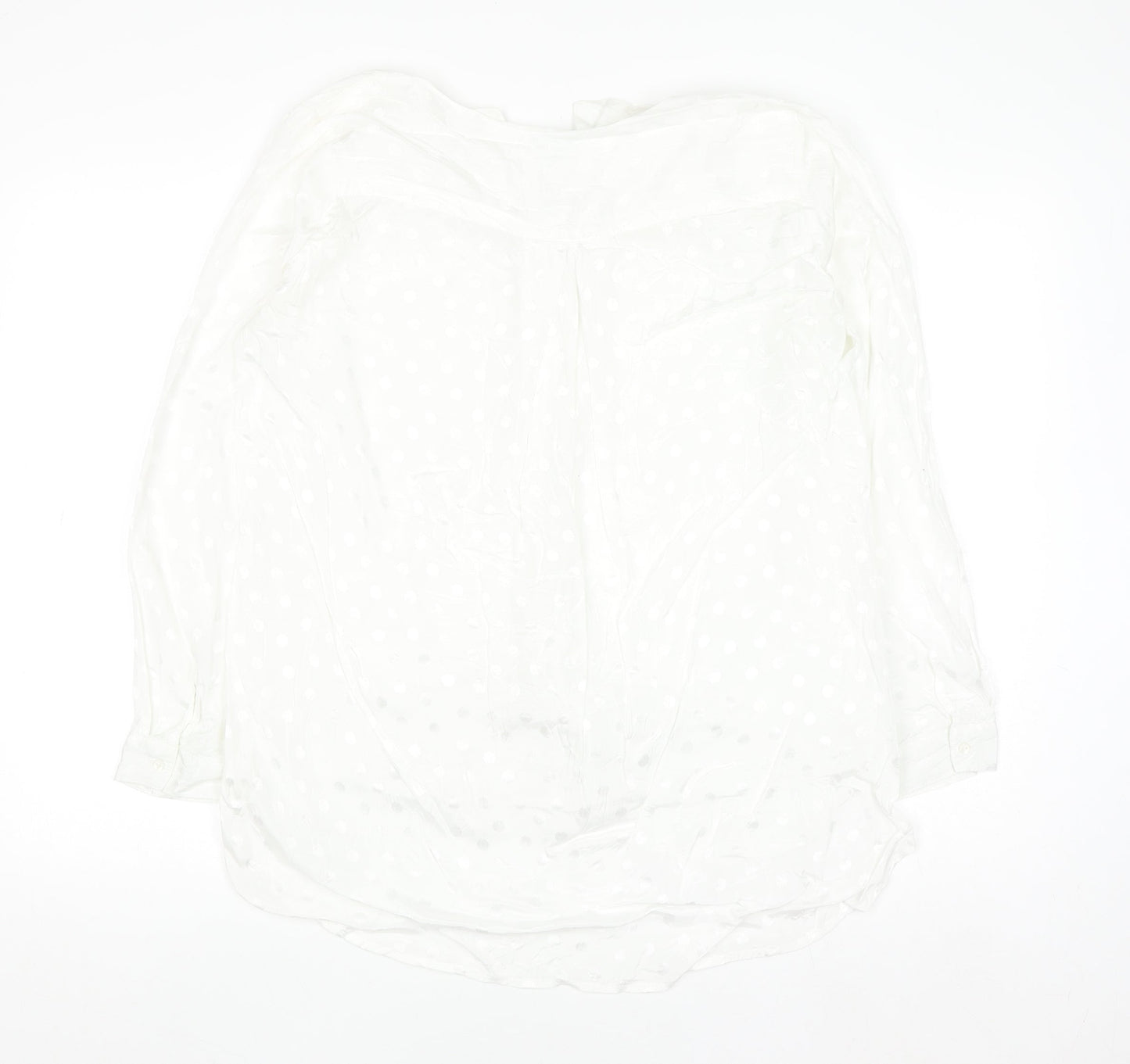 ONLY Women's White Polka Dot Long Sleeve Chiffon Blouse Size 10