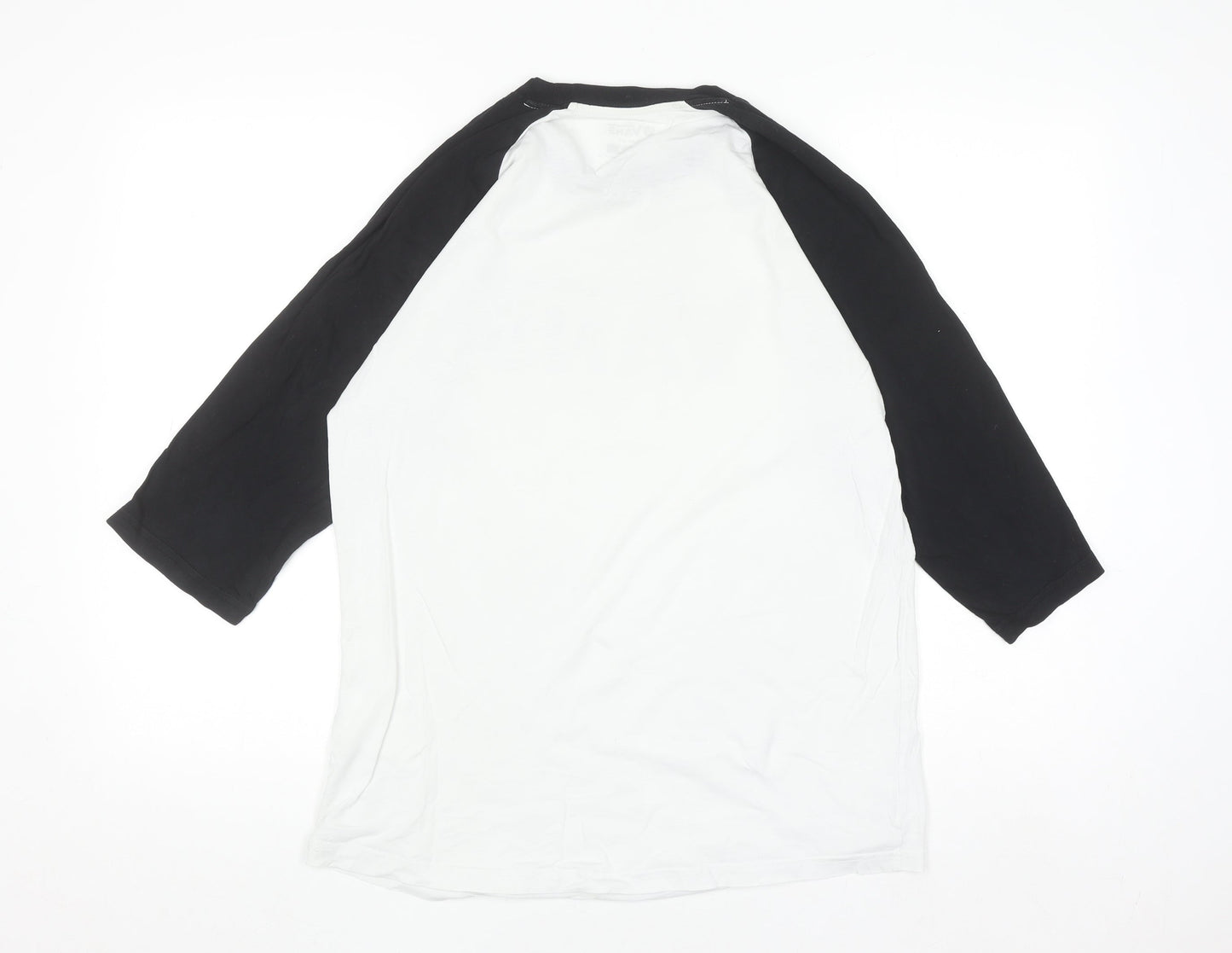 Vans Men’s Black & White Slim Fit 3/4 Sleeve Cotton Baseball Top Size M