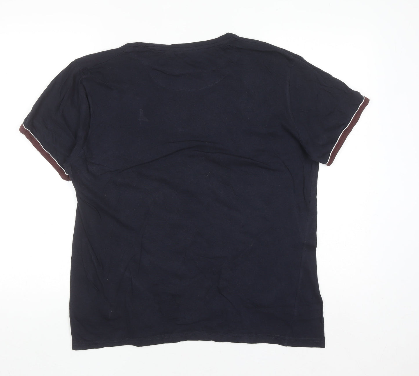 Brave Soul Men's Blue Crew Neck Cotton T-Shirt Size L