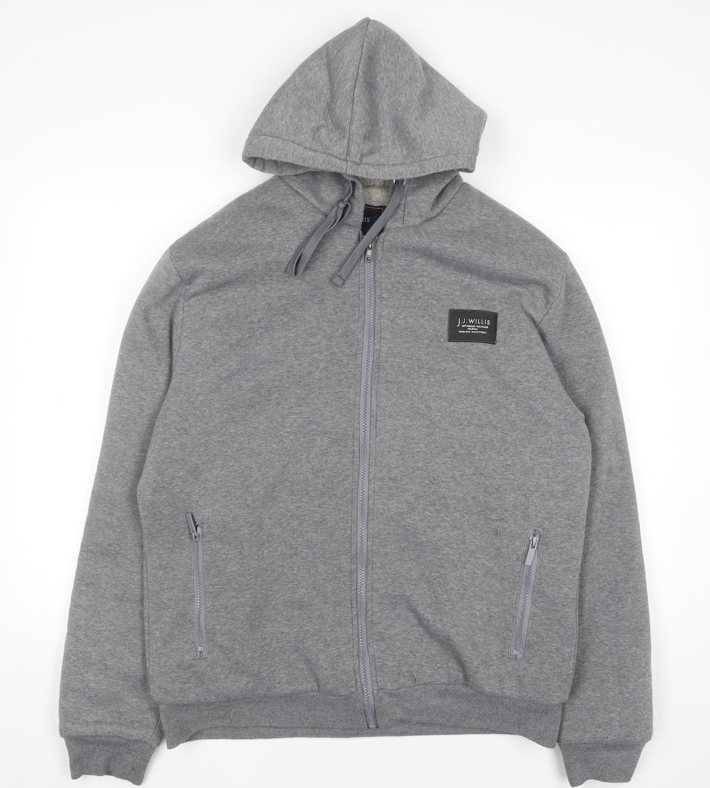 J.J. Willis Men's Grey Full Zip Fleece Lined Hoodie Size L