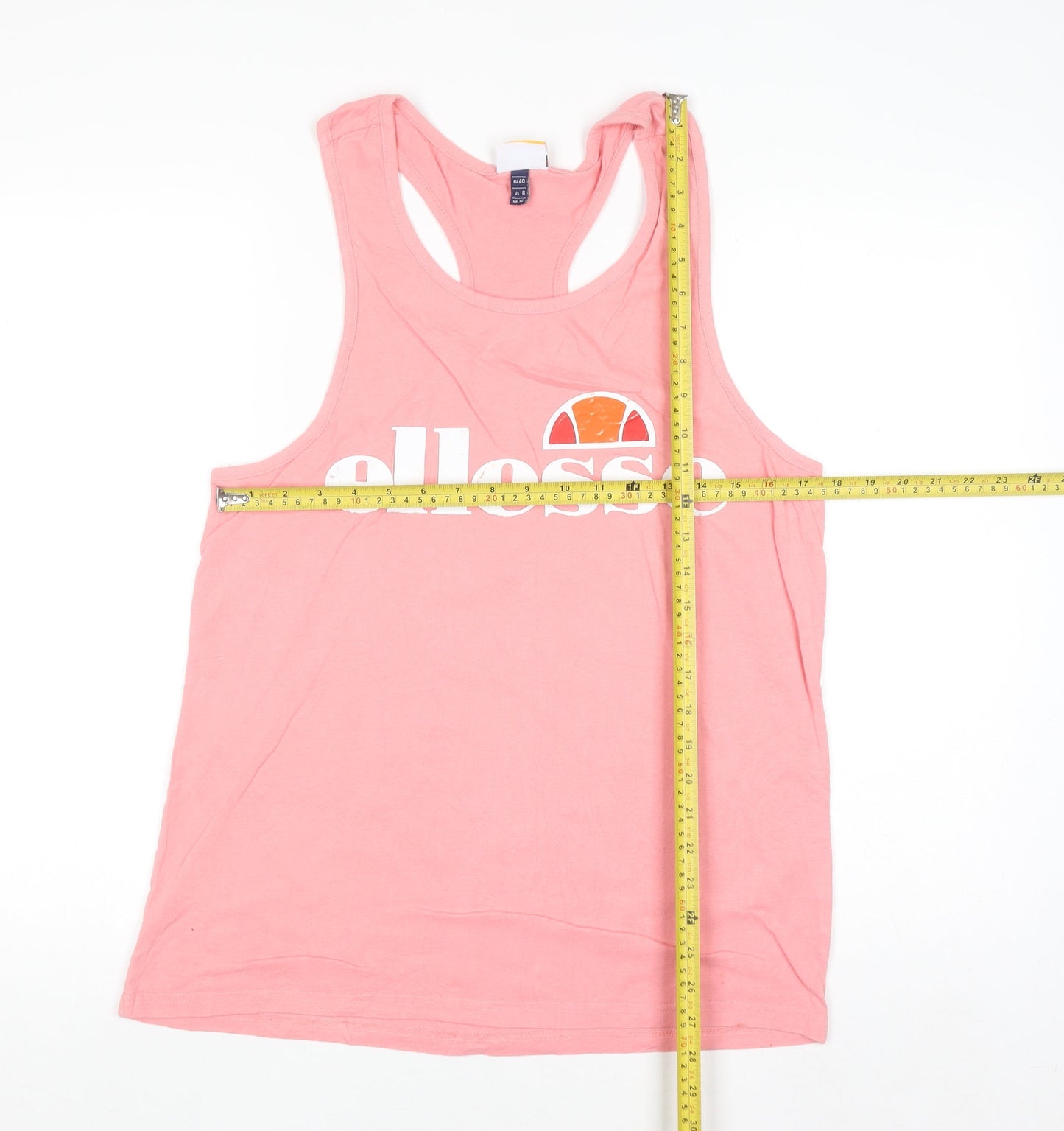 Ellesse Women's Pink Racerback Tank Top UK 12 Cotton Casual