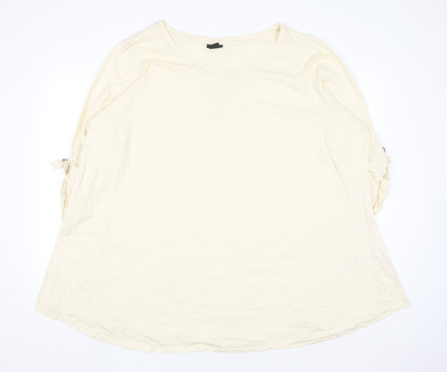Evans Women Ivory 3/4 Sleeve Scoop Neck Cotton T-Shirt Size 30/32