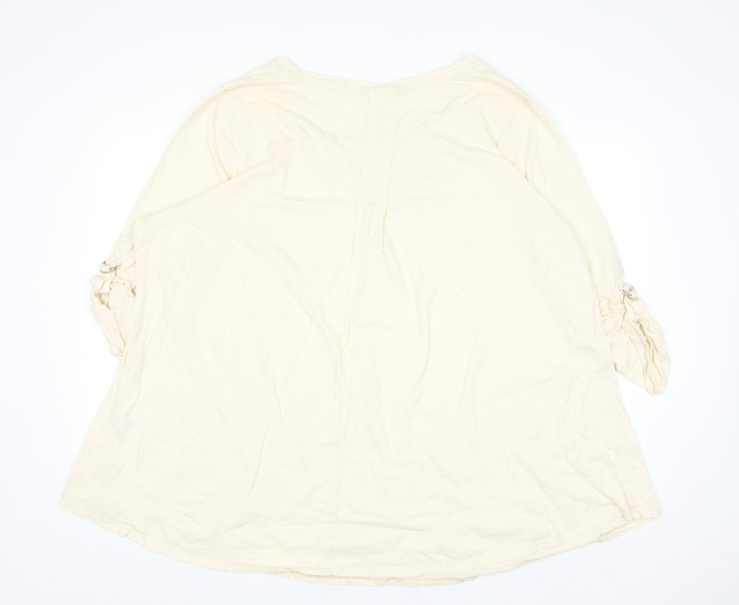 Evans Women Ivory 3/4 Sleeve Scoop Neck Cotton T-Shirt Size 30/32