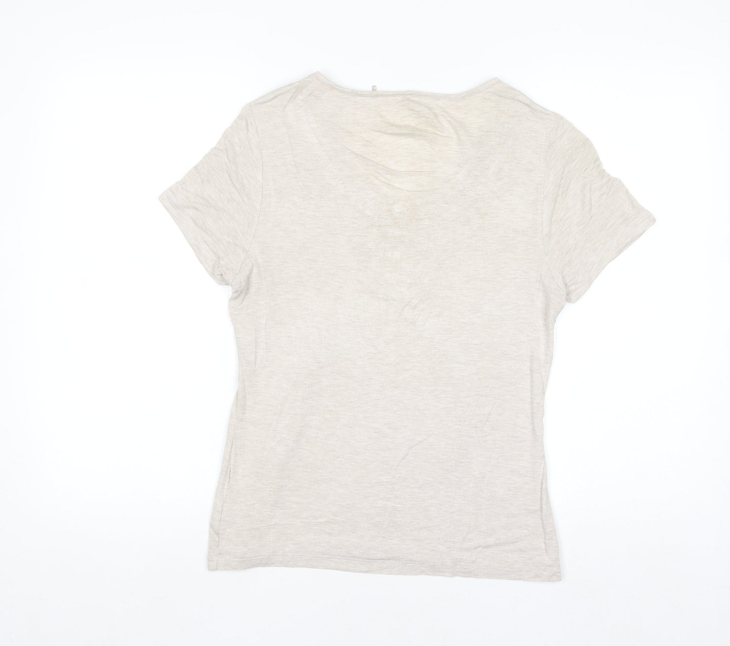 Your Sixth Sense Women's Beige Henley Short Sleeve T-Shirt Size S