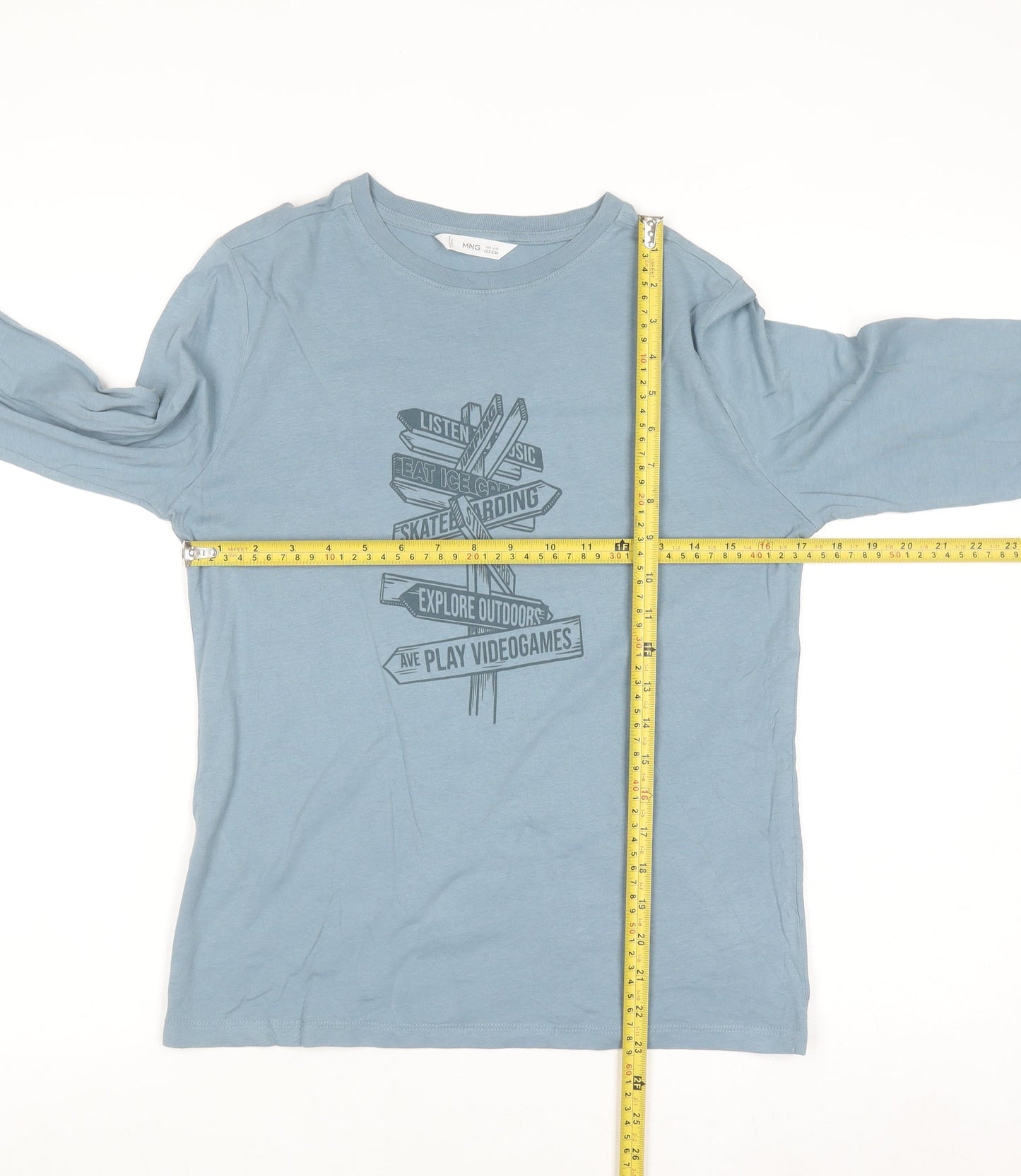 MNG Boys Blue Long Sleeve Graphic Cotton T-Shirt 11-12 Years