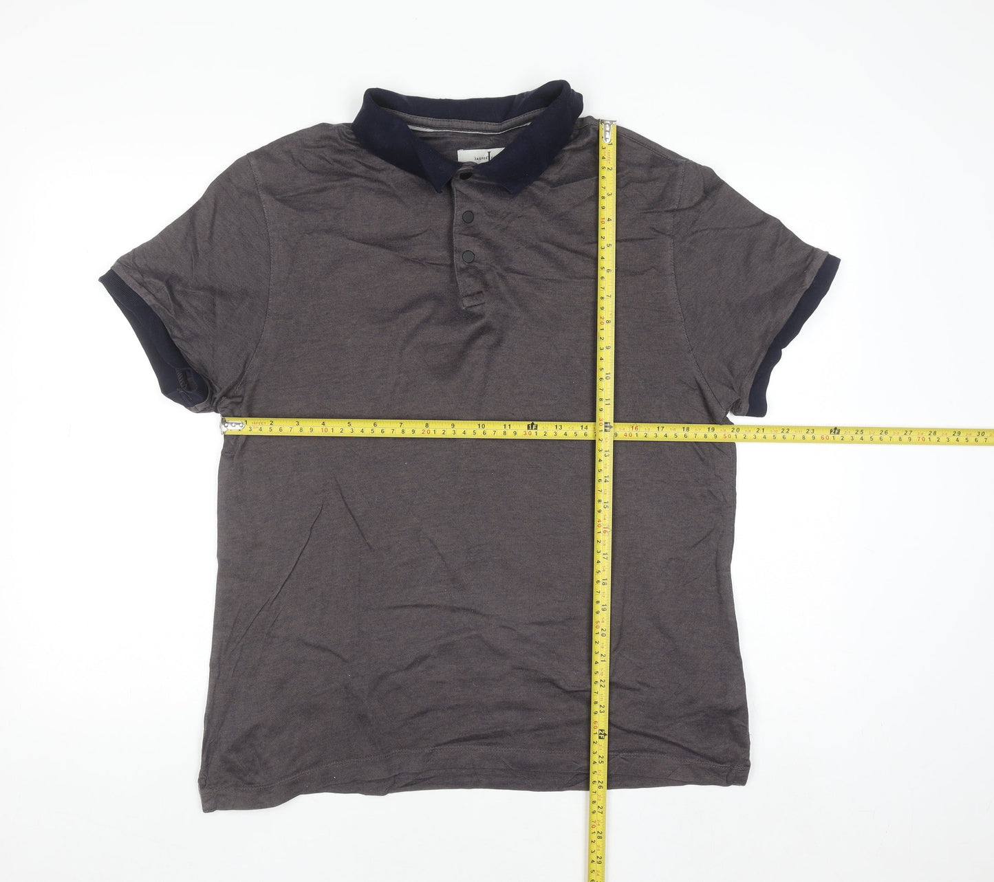 Jasper Conran Men's Brown Cotton Short Sleeve Polo Shirt L