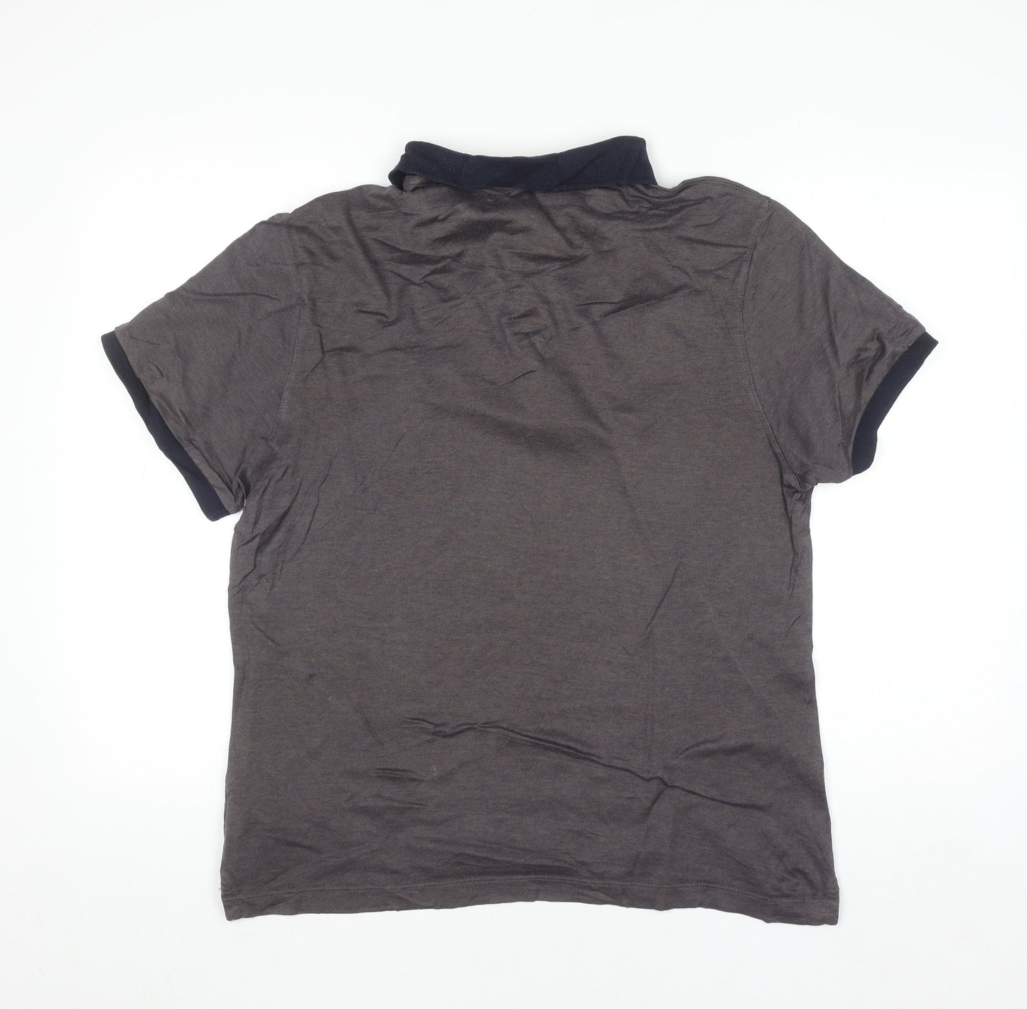 Jasper Conran Men's Brown Cotton Short Sleeve Polo Shirt L